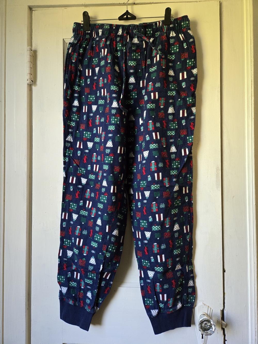 Lands' End Men's Navy Holiday Gift-Print Joggers Medium 32-34